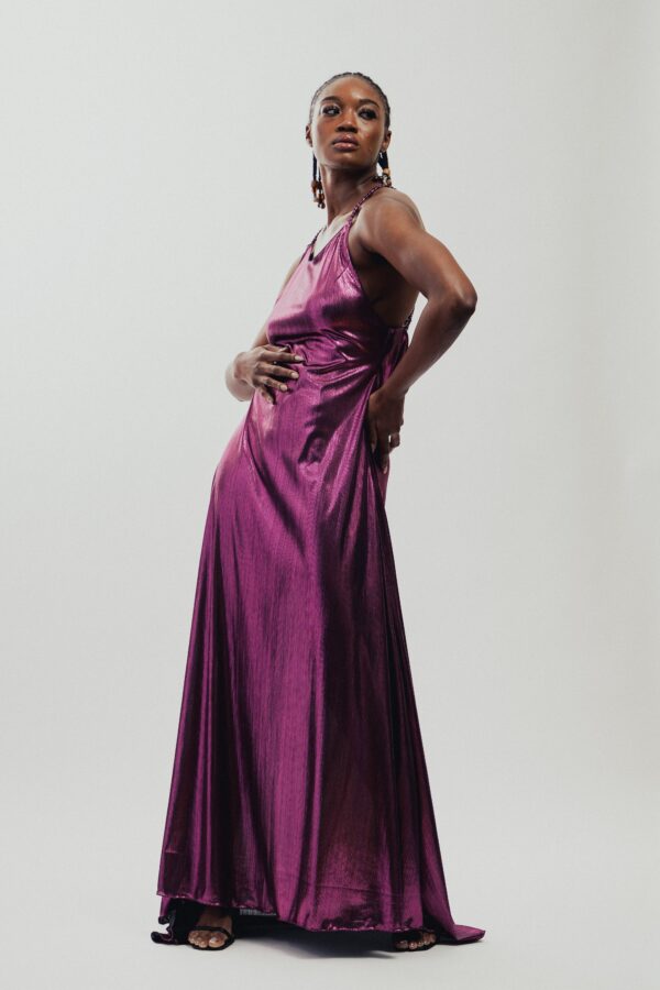 Braided Backless Royal Purple Dress - Image 3