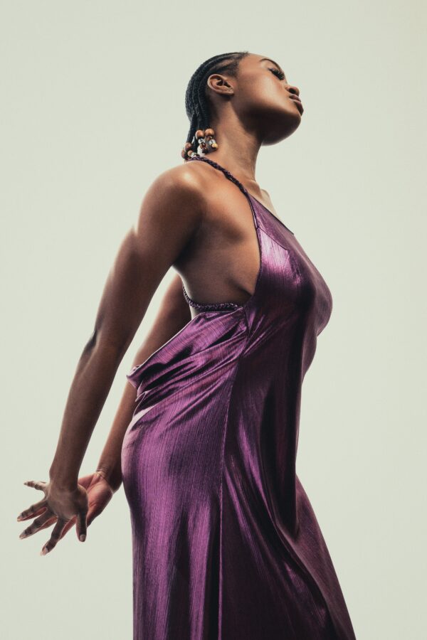 Braided Backless Royal Purple Dress